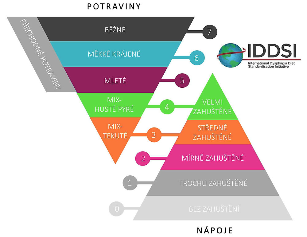 mezinárodní systém značení modifikovaných diet a zahuštěných tekutin u dysfagie – schéma