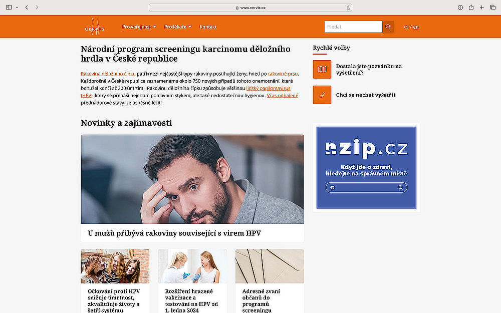 webové stránky Národního programu screeningu karcinomu děložního hrdla v České republice