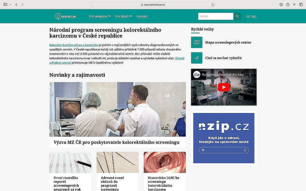 webové stránky Národního programu screeningu kolorektálního karcinomu v České republice