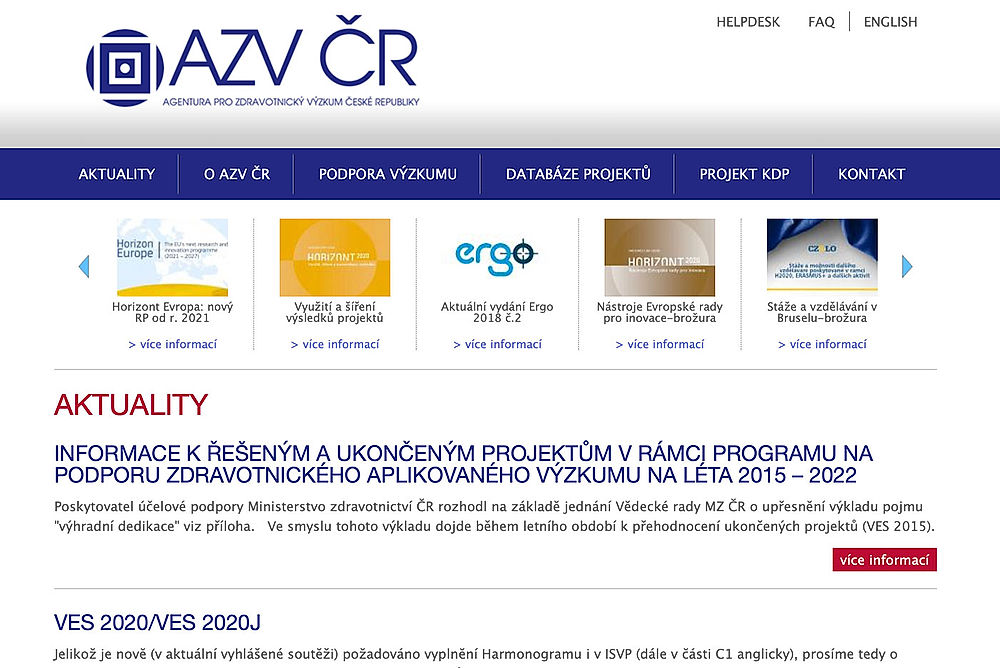 obrázek 1 k článku Agentura pro zdravotnický výzkum České republiky (AZV ČR)